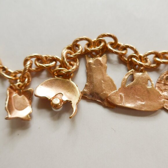 Gold Tone Cat Charm Bracelet - Picture 5 of 14